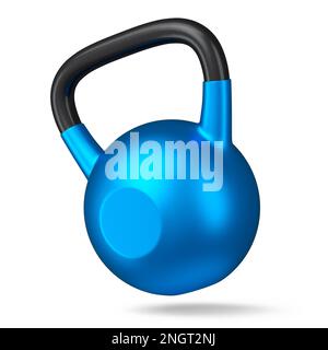Heavy gym blue kettlebell for workout isolated on white background Stock Photo