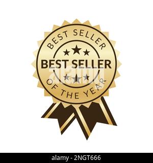 Best seller icon badge vector illustration. Label award seal stamp with  gold stars and best seller text, quality tag for top premium product or  specia Stock Vector Image & Art - Alamy