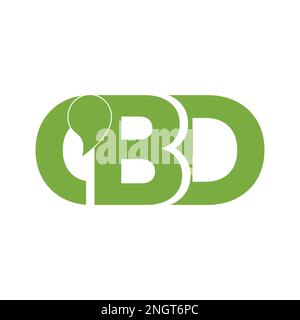 CBD Oil or Cannabidiol Lettermark Logo for CBD Hemp Oil Label Design or Box Design Template Stock Vector