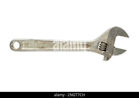 Swedish  adjustable wrench   isolated on white background. Old wrench. File contains clipping path. Full depth of field. Stock Photo