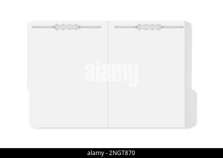 Open file folder with cut tabs and fastener to keep paper sheets, vector mockup. Letter size Stock Vector