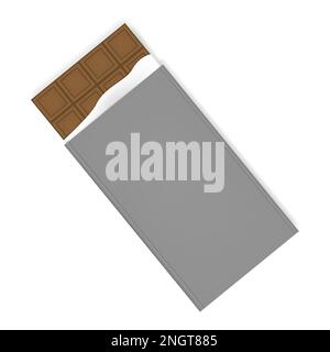 Chocolate bar in gray wrapper isolated on white background, vector illustration Stock Vector
