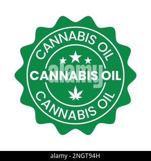 Cannabis Oil Badge Label Icon Vector, cbd oil label, hemp oil, marijuana leaf, seal icon design Stock Vector