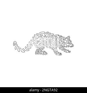 Single one line drawing of cute raccoon abstract art. Continuous line draw graphic design vector illustration of mammals, with lots of fur for icon Stock Vector