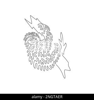 Single swirl continuous line drawing of sloth long leg and stumpy tails. Continuous line draw design vector illustration style of the three toed Stock Vector