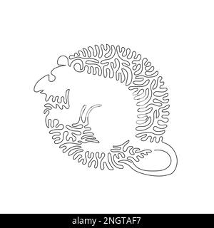 Continuous one line drawing of funny mouse. Single line editable stroke vector illustration of little rodent species animal Stock Vector