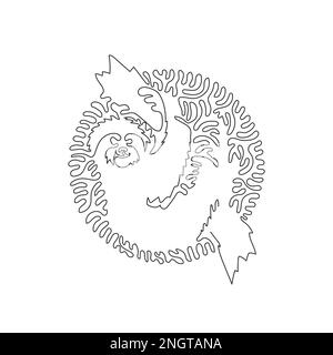 Single one line drawing of sloth tree dwelling mammal abstract art. Continuous line draw graphic vector illustration of adorable sloth for icon Stock Vector