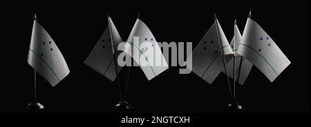 Small national flags of the Mercosur on a black background. Stock Photo