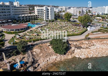 Capo Bay Hotel in Protaras resort in Famagusta District, Cyprus island country Stock Photo