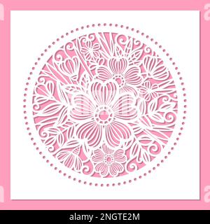 Template for laser cutting. Envelope with a floral pattern. Vector Stock Vector