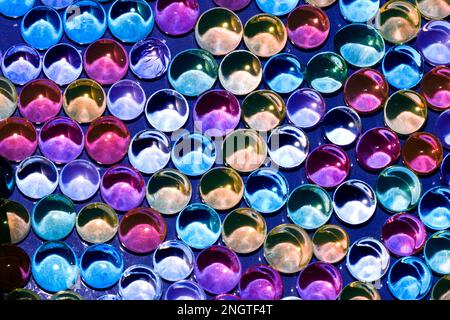 abstract futuristic background with 3d balls, vivid shades blue and purple, creative art design Stock Photo