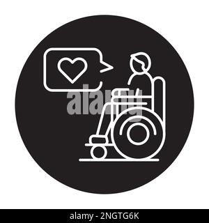 Disabled person color line icon. Multinational company. Diverse group of people. Vector illustration Stock Vector