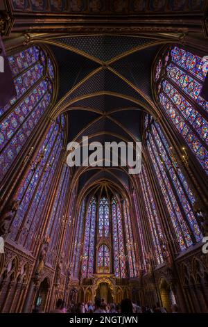 Paris, France - 2022, August 31: interior view of the Sainte-Chapelle Stock Photo