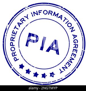 Grunge blue PIA (abbreviation of Proprietary Information Agreement) word round rubber seal stamp on white background Stock Vector