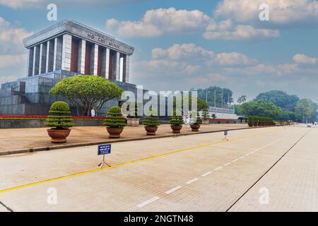 HANOI, VIETNAM - DECEMBER 26, 2022 - Ho Chi Min mausoleum is a large memorial in downtown Hanoi. It houses the embalmed body of former Vietnamese Stock Photo