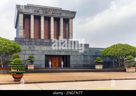 HANOI, VIETNAM - DECEMBER 26, 2022 - Ho Chi Min mausoleum is a large memorial in downtown Hanoi. It houses the embalmed body of former Vietnamese Stock Photo