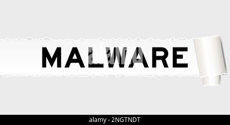 Ripped gray paper background that have word malware under torn part Stock Vector
