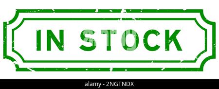 Grunge green in stock word rubber seal stamp on white background Stock Vector