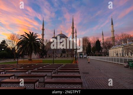 Sultanahmet Mosque with dramatic clouds at sunrise. Blue Mosque in ...