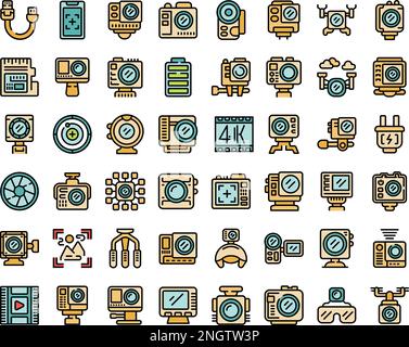 Camera selfie mode flat white icons in square backgrounds. 6 bonus ...