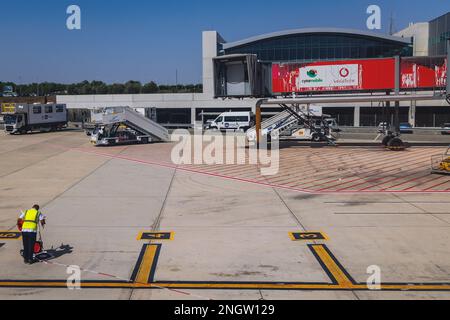 Terminal of Larnaca International Airport – Glafcos Clerides in Larnaca city, Cyprus island country Stock Photo