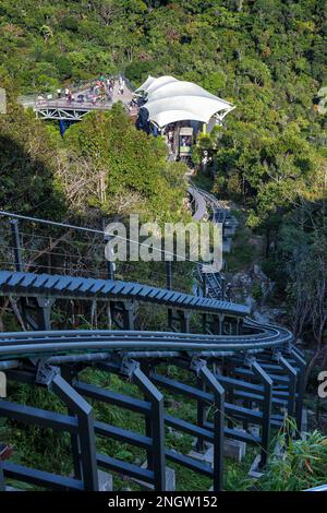 Langkawi, Malaysia - Dec 23, 2018. Langkawi Cable Car Sky Glide, also known as Langkawi SkyCab SkyGlide, is one of the major attractions in Langkawi i Stock Photo