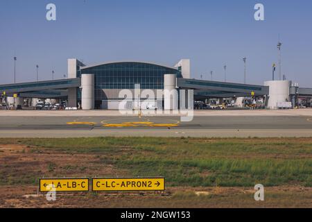 Terminal of Larnaca International Airport – Glafcos Clerides in Larnaca city, Cyprus island country Stock Photo