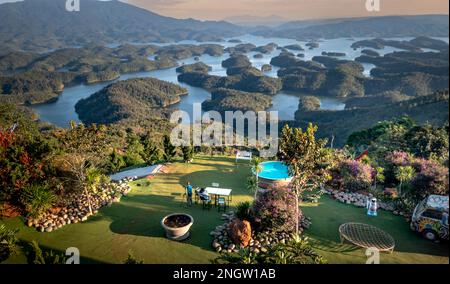 Tourists experience at Ho Ta Dung tourist area, Gia Nghia town, Dak Nong province, Vietnam Stock Photo