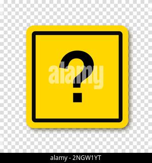 Question mark in a yellow square road sign. Vector clipart illustration on a transparent background. Stock Vector