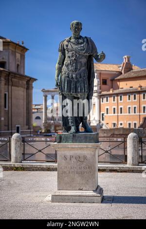 Bronze statue of Roman emperor, Julius Caesar, Rome, Italy. Stock Photo