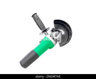 Angle grinder tool isolated on a white background. Electric angle grinder power tool isolated. Stock Photo
