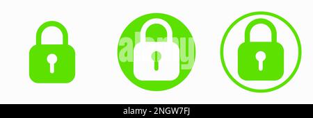 Set of lock icons, padlock icon. Safety protect symbols. Padlock closed symbols. Sign of locked padlock. Vector clipart illustration. Stock Vector