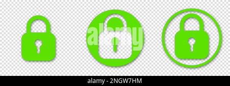 Set of lock icons, padlock icon. Safety protect symbols. Padlock closed symbols. Sign of locked padlock. Vector clipart illustration. Stock Vector