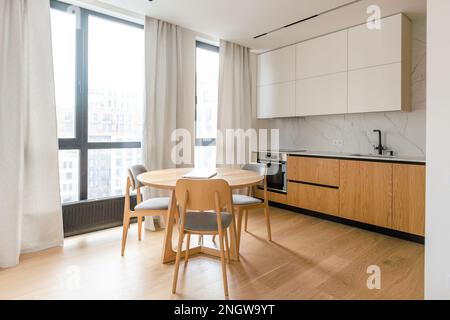 Beautiful Modern Kitchen in a Luxury Apartment Stock Photo