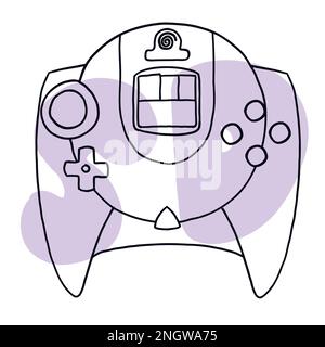Game retro controller. Vector illustration in hand-drawn cartoon flat style isolated on white background. Stock Vector