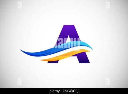 Initial alphabet with swoosh or ocean wave logo design. Graphic ...