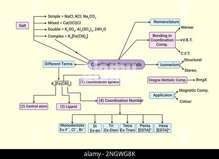 Mind map of Coordination Compounds Stock Vector