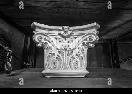 Corinthian Capital Study II BW in Warehouse Stock Photo