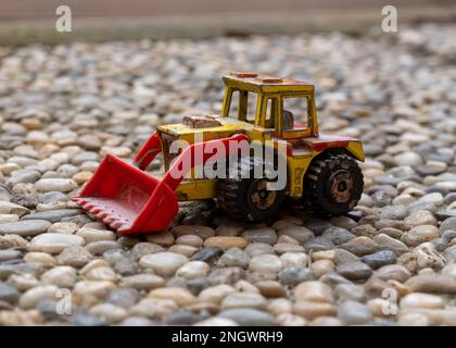 Very old Matchbox Dredger on my terrace Stock Photo