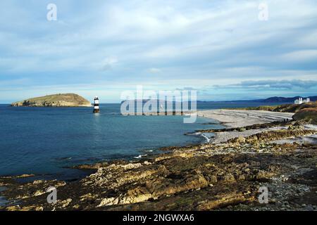 Puffin Island (Ynys Seiriol in Welsh) is located off Penmon Point, Anglesey, North Wales. It is bird sanctuary for many species of seabirds. Stock Photo
