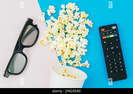 flat lay composition cinema elements. High resolution photo Stock Photo