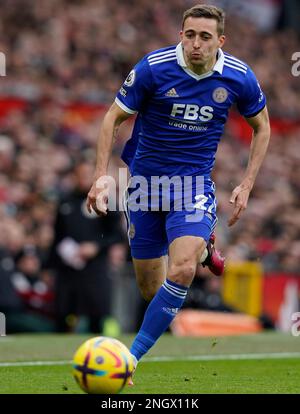 Manchester, UK. 19th Feb, 2023. Timothy Castagne of Leicester City during the Premier League match at Old Trafford, Manchester. Picture credit should read: Andrew Yates/Sportimage Credit: Sportimage/Alamy Live News Stock Photo