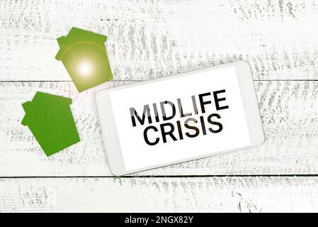 Sign displaying Midlife Crisis. Word for Software development technique Decomposing an application Stock Photo