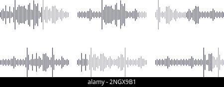 Voice waveform message. Playback audio messages in network chat, play sound messenger concept, digitalized line radio work digital music podcast record vector illustration of voice sound record Stock Vector