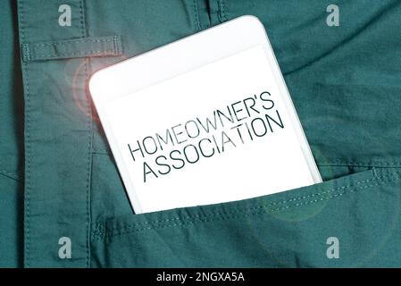 Handwriting text Homeowner's Association. Business showcase Covers losses and damages to an individual's house Stock Photo