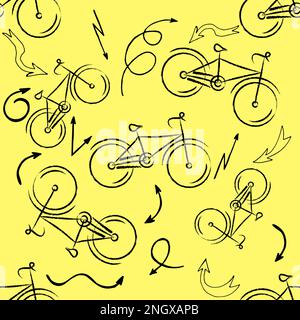 Seamless bicycles pattern. Stylish sporty print. Vector illustration Stock Vector