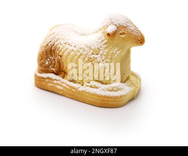 homemade agneau pascal, easter lamb cake isolated on white background Stock Photo