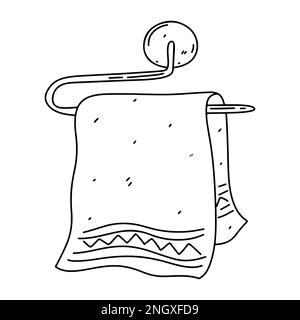 Towel in hand drawn doodle style. Vector illustration isolated on white background Stock Vector