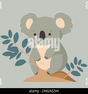 common koala herbivore mammal animal face Minimalist vector ...