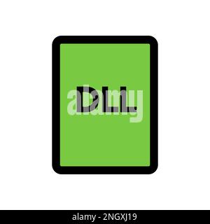 DLL file icon line isolated on white background. Black flat thin icon on modern outline style. Linear symbol and editable stroke. Simple and pixel per Stock Vector
